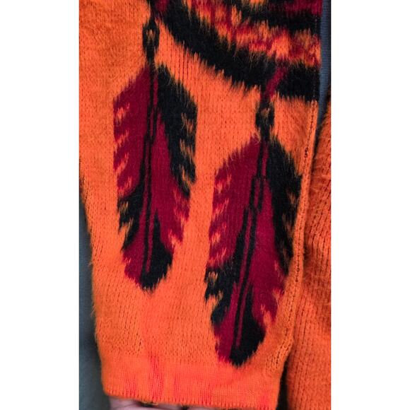 Andes Artesania Med Artsy Hoodie Wolf Dreamcatcher Tribal Feathers Native Bright - Picture 6 of 10